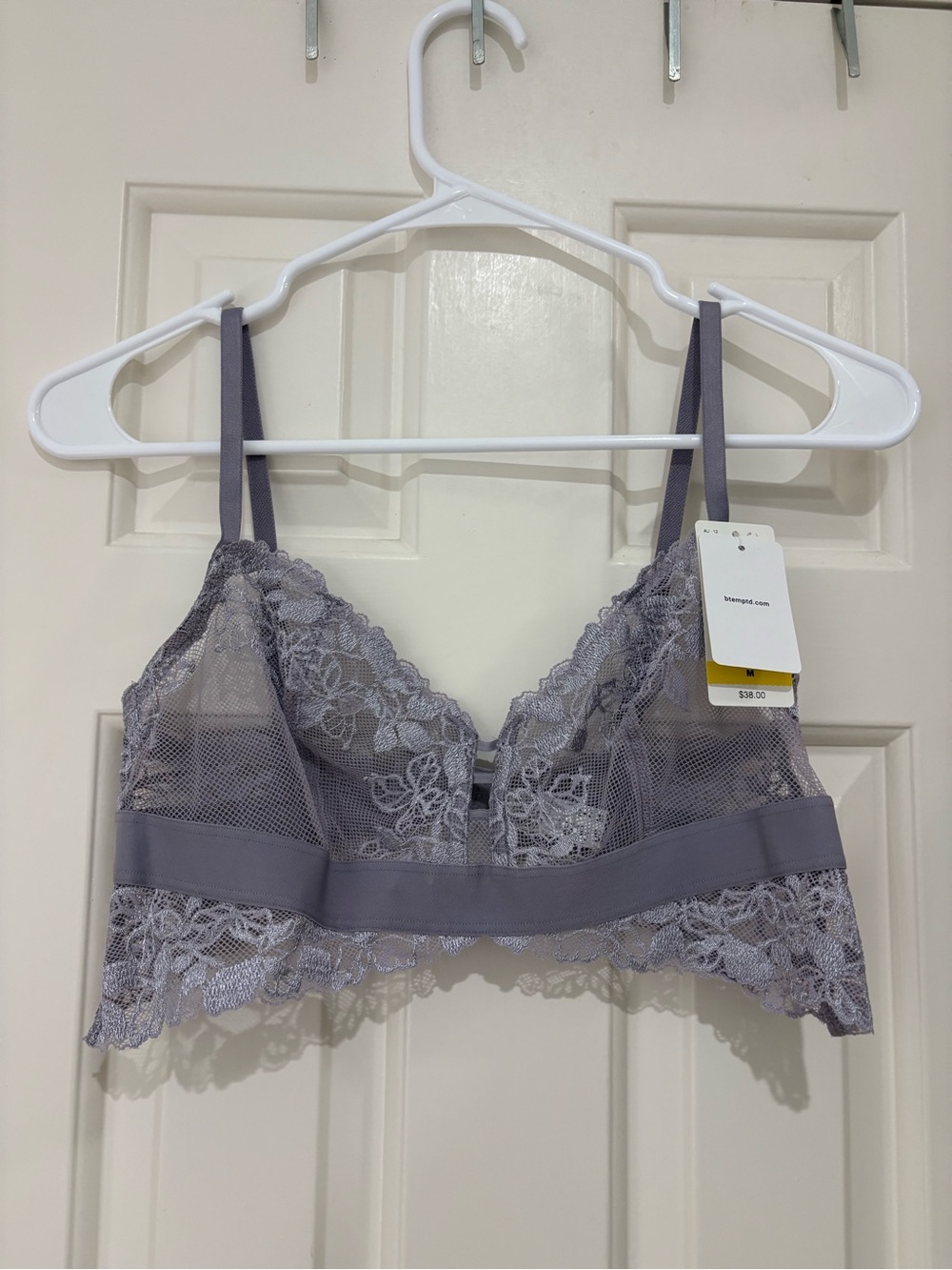 B. Tempt’d NWT Lace Bralette in Lavender Gray with Adjustable Straps
